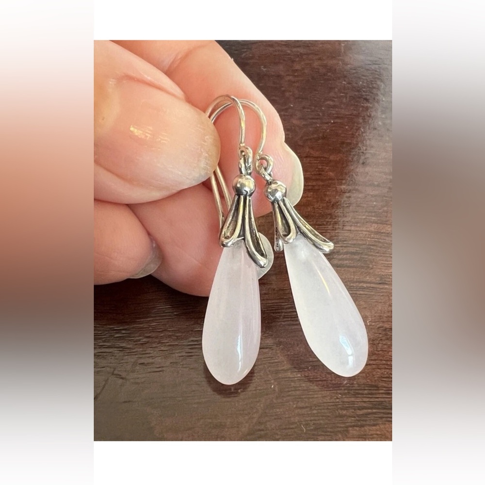 Ann king sterling silver rose quartz  Teardrop shaped Earrings